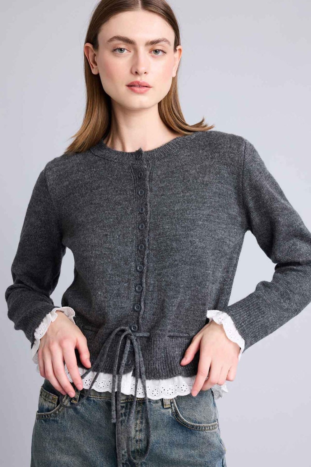 DeFacto Fisto Detaylı Büzgülü Slim Fit Triko Düğmeli Basic Hırka G9990AX26SP