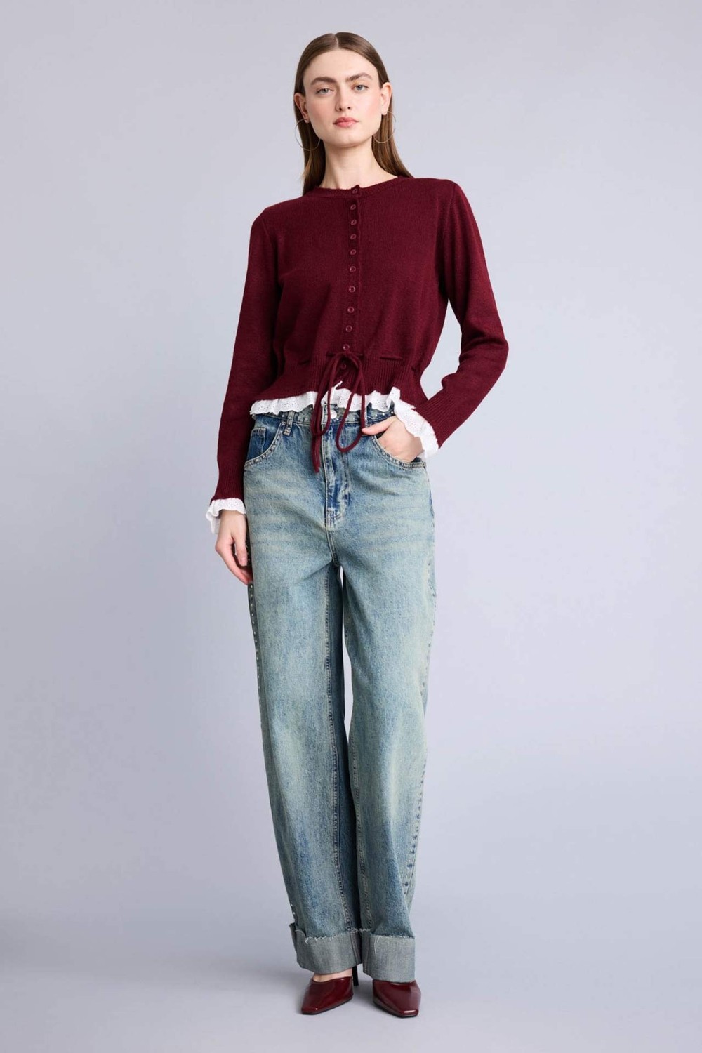 DeFacto Fisto Detaylı Büzgülü Slim Fit Triko Düğmeli Basic Hırka G9990AX26SP görsel 2