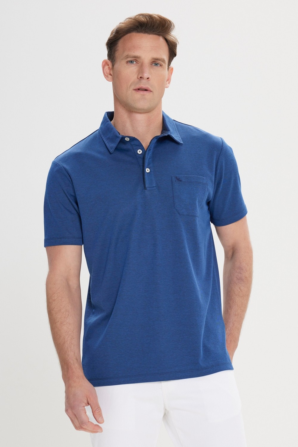 Altınyıldız Classics Erkek Lacivert Comfort Fit Rahat Kesim Polo Yaka Pamuklu Kısa Kollu Tişört