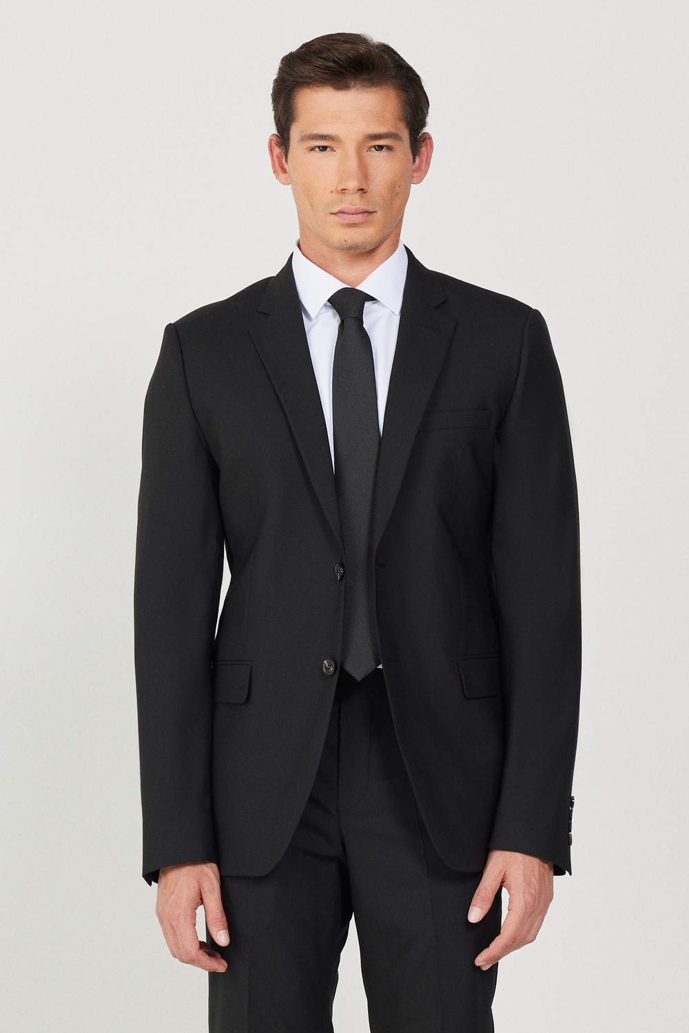 Altınyıldız Classics Erkek Siyah Slim Fit Dar Kesim Düz Siyah 8 Drop Su Geçirmez Nano Takım Elbise görsel 4