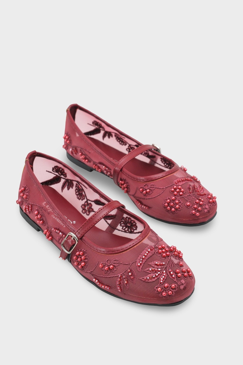 Capone Outfitters Mathilde Dantelli Fileli Nakışlı Kadın Babet görsel 7