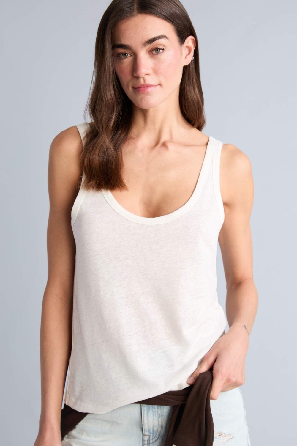 DeFacto Regular Fit Basic Düz Bisiklet Yaka Keten Karışımlı Atlet D4453AX26HS