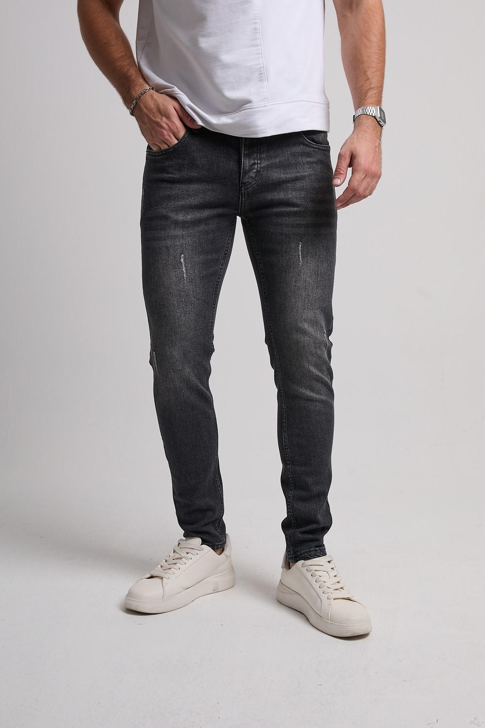 Enerjin Erkek Slim Fit Likralı Kot Pantolon Siyah Tırnaklı