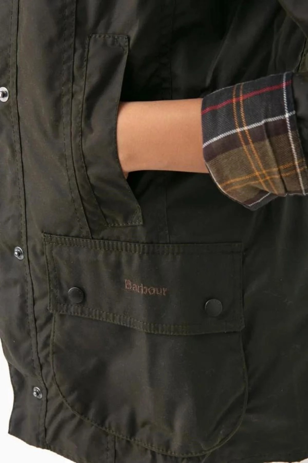 Barbour Classic Beadnell Yağlı Ceket OL71 Olive görsel 7