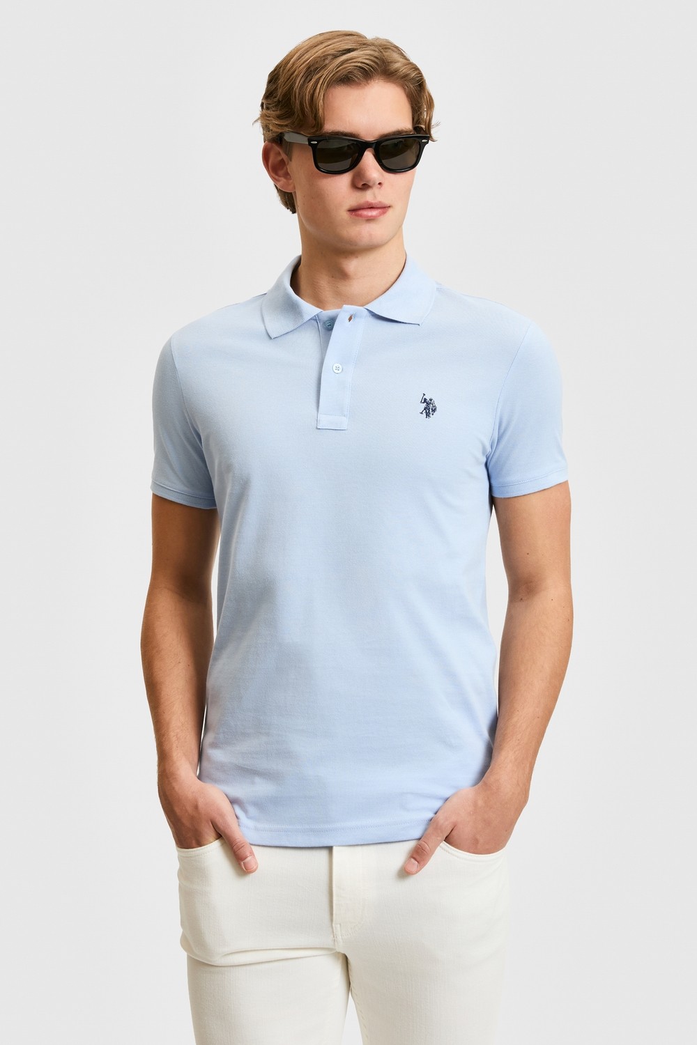 U.S. Polo Assn. Erkek Koyu Yeşil Slim Fit Polo Yaka Basic Tişört 50322347-VR079 görsel 3