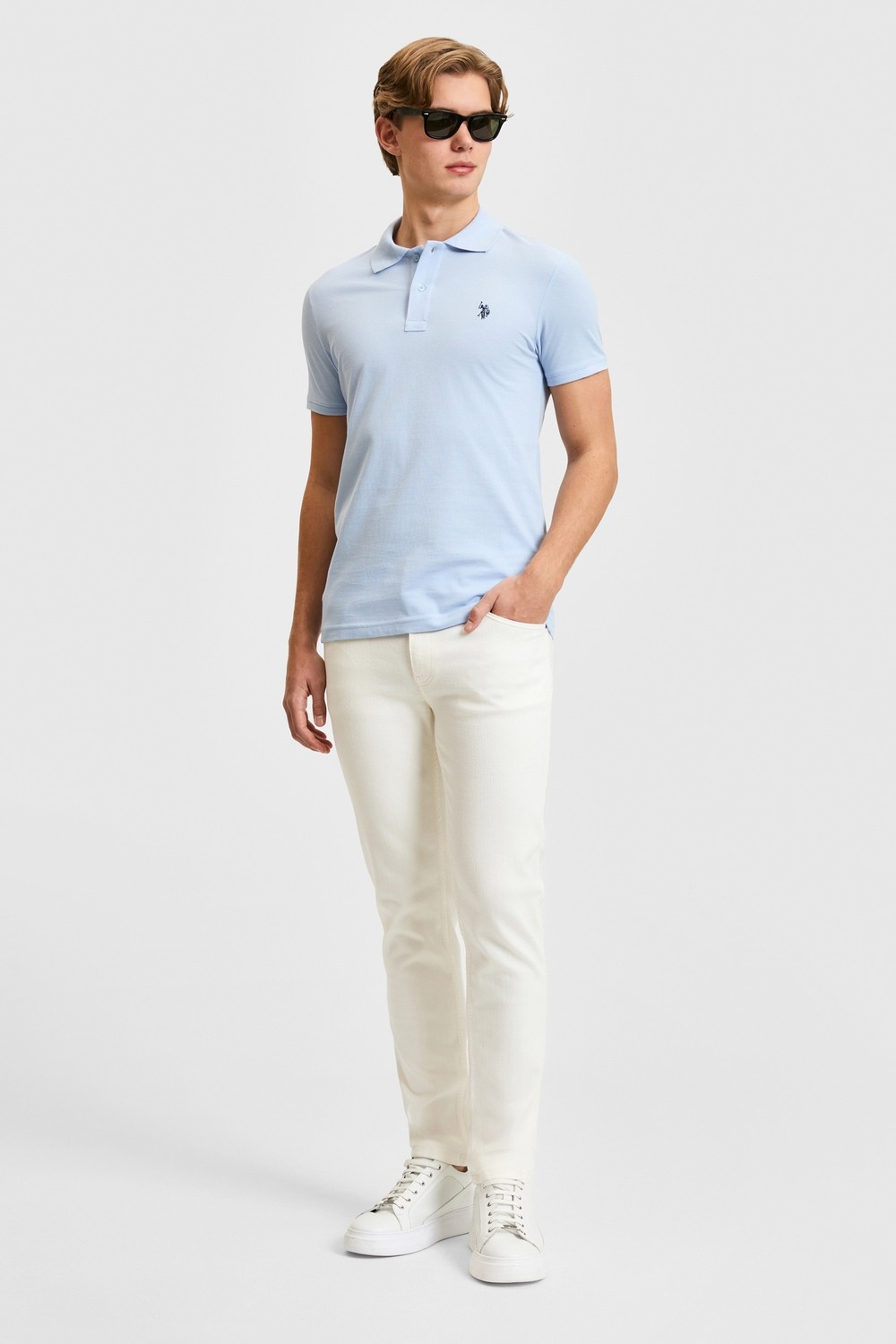 U.S. Polo Assn. Erkek Koyu Yeşil Slim Fit Polo Yaka Basic Tişört 50322347-VR079 görsel 4