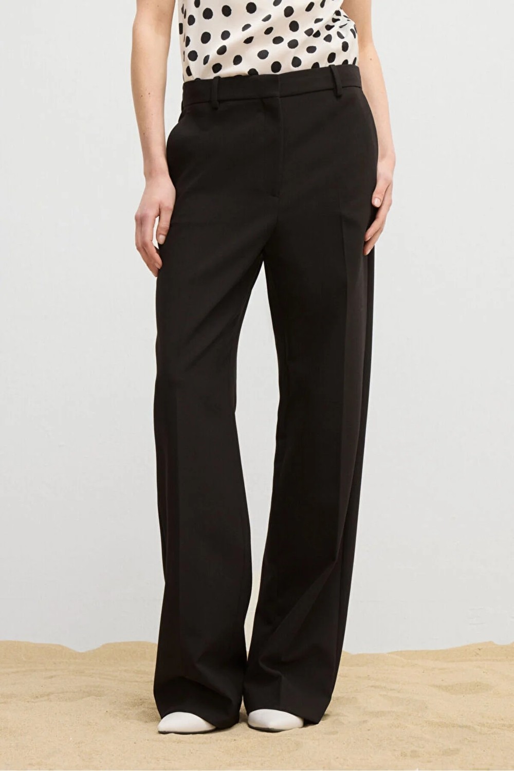 Love My Body Moda Tutkusu Geniş Paça Cepli Gabardin Pantolon Kemik 153M2295000 görsel 2