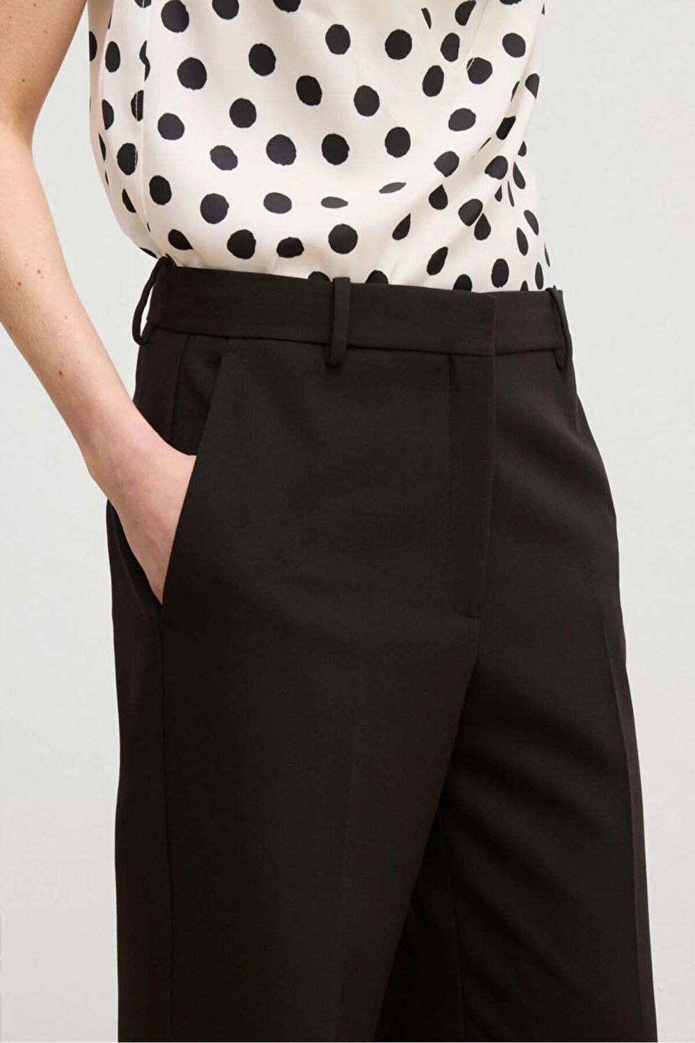 Love My Body Moda Tutkusu Geniş Paça Cepli Gabardin Pantolon Kemik 153M2295000 görsel 4