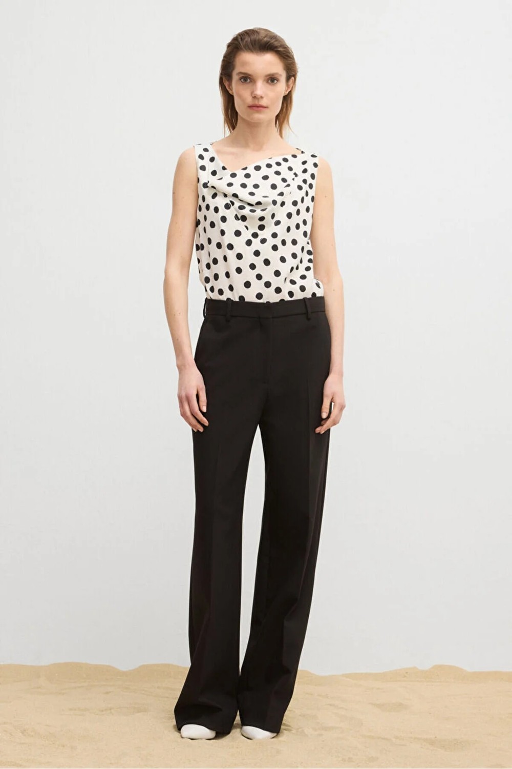 Love My Body Moda Tutkusu Geniş Paça Cepli Gabardin Pantolon Kemik 153M2295000 görsel 5