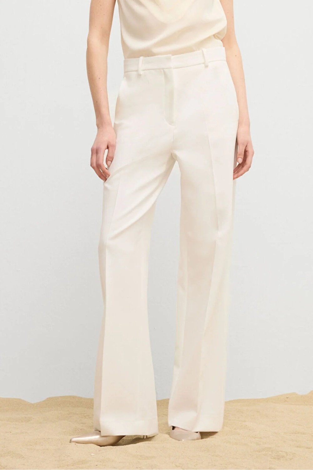 Love My Body Moda Tutkusu Geniş Paça Cepli Gabardin Pantolon Kemik 153M2295000 görsel 8