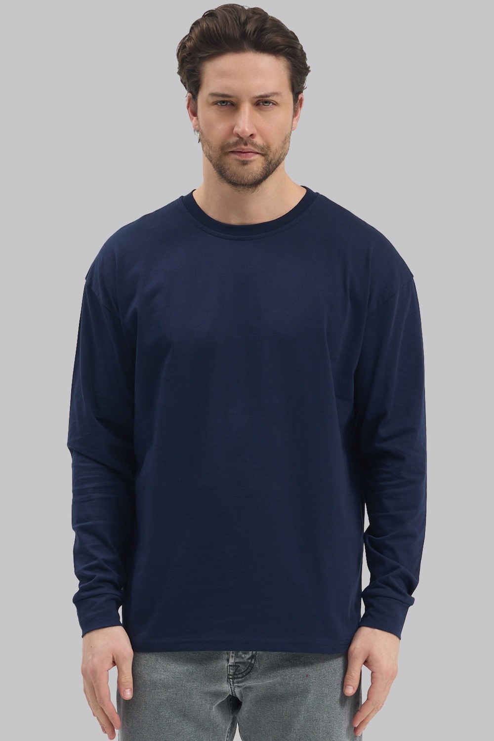 Mencod 5615 Erkek Uzun Kollu Basic T-Shirt %100 Pamuk Regular Fit Bisiklet Yaka Sweat