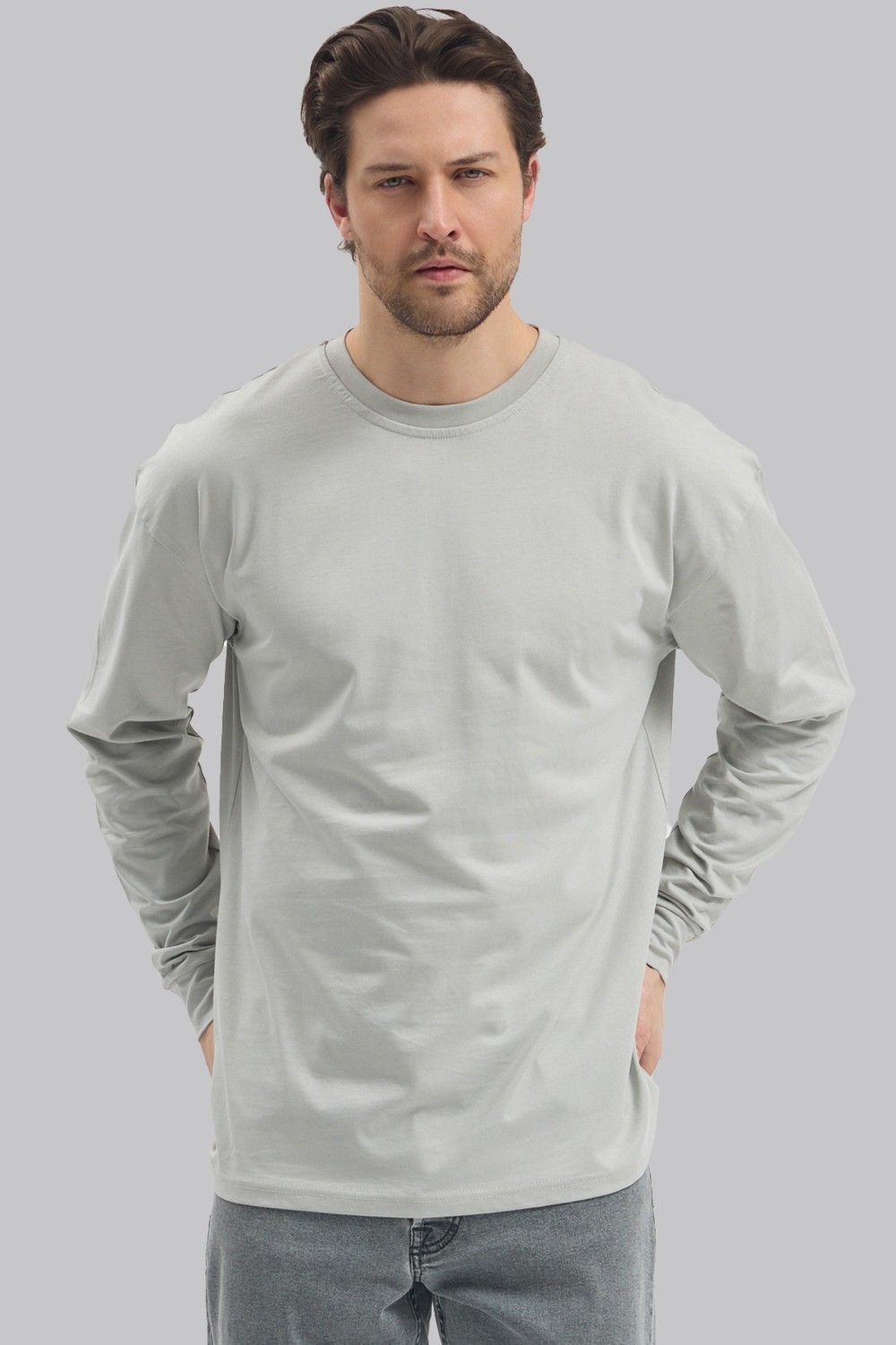Mencod 5615 Erkek Uzun Kollu Basic T-Shirt %100 Pamuk Regular Fit Bisiklet Yaka Sweat