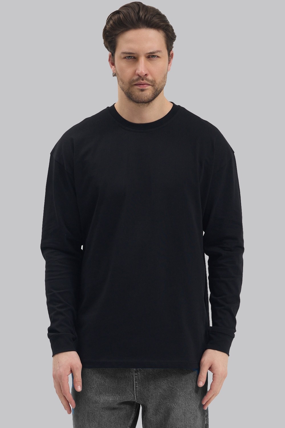 Mencod 5615 Erkek Uzun Kollu Basic T-Shirt %100 Pamuk Regular Fit Bisiklet Yaka Sweat