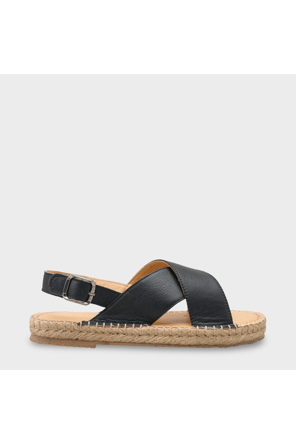Capone Outfitters Lilian Hakiki Deri Espadril Tabanlı Kadın Sandalet görsel 2