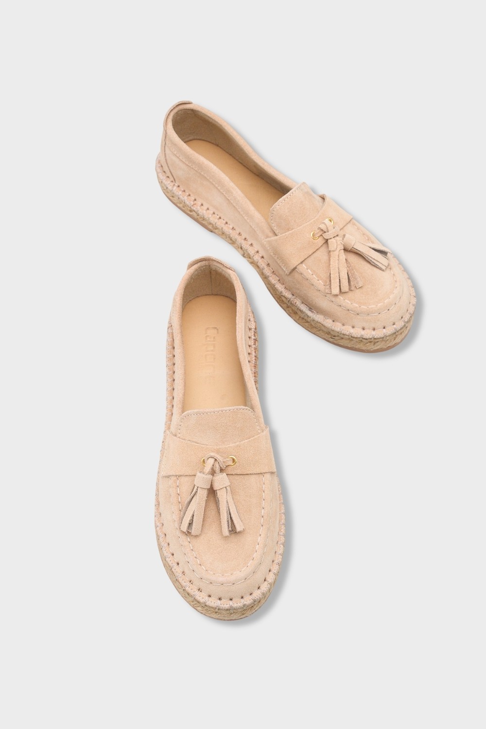 Capone Outfitters Yoklo Hakiki Deri Süet Espadril Tabanlı Püsküllü Kadın Loafer Ayakkabı görsel 6