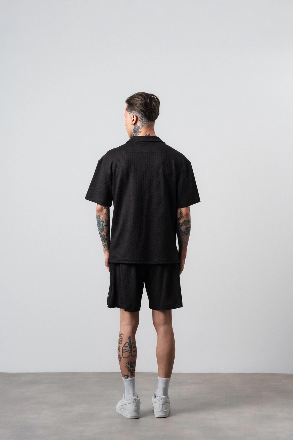 Respire Erkek Respire Relined Yazılı Regular Fit T-Shirt Şort Takım Bej görsel 5