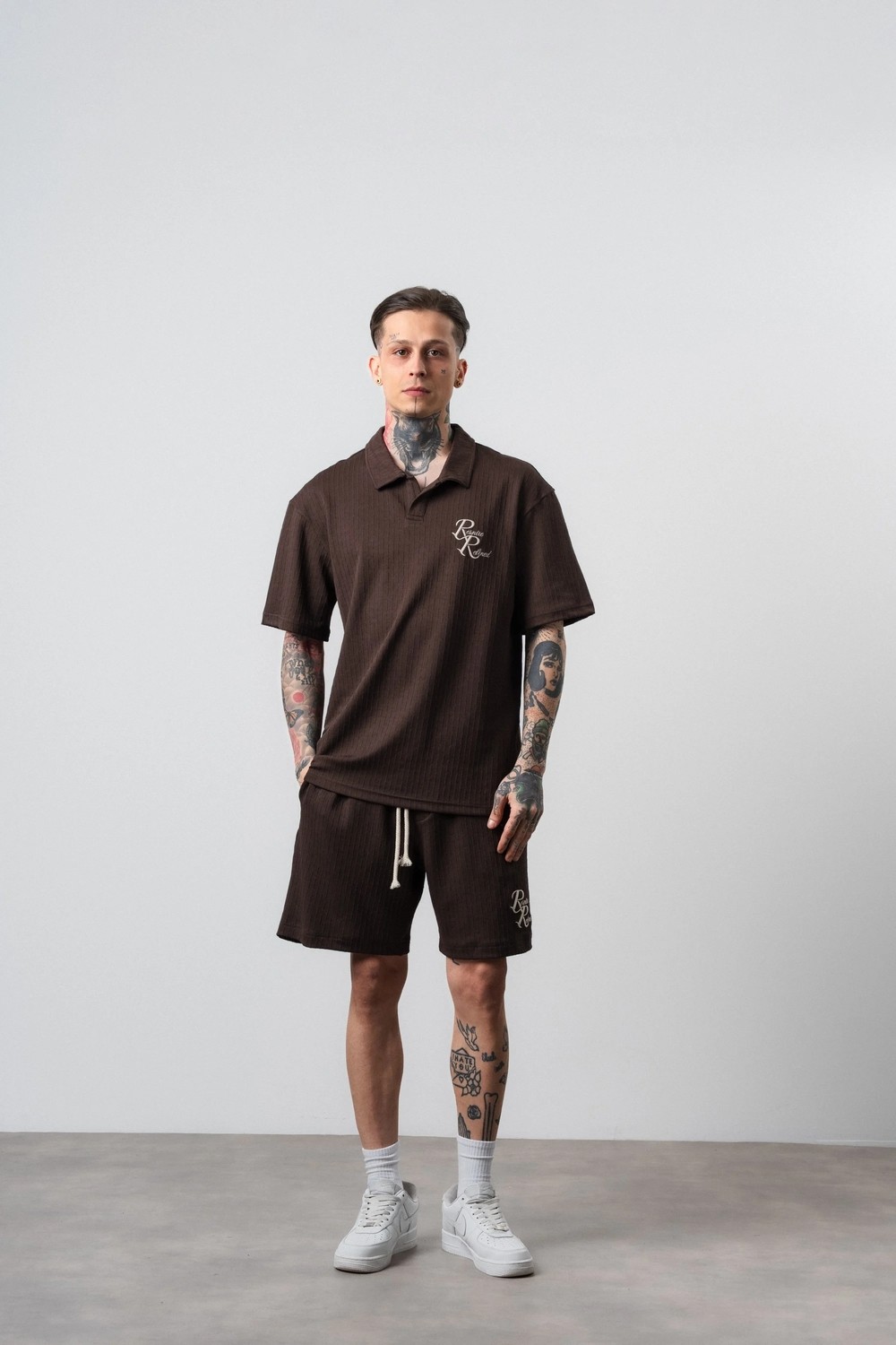 Respire Erkek Respire Relined Yazılı Regular Fit T-Shirt Şort Takım Bej
