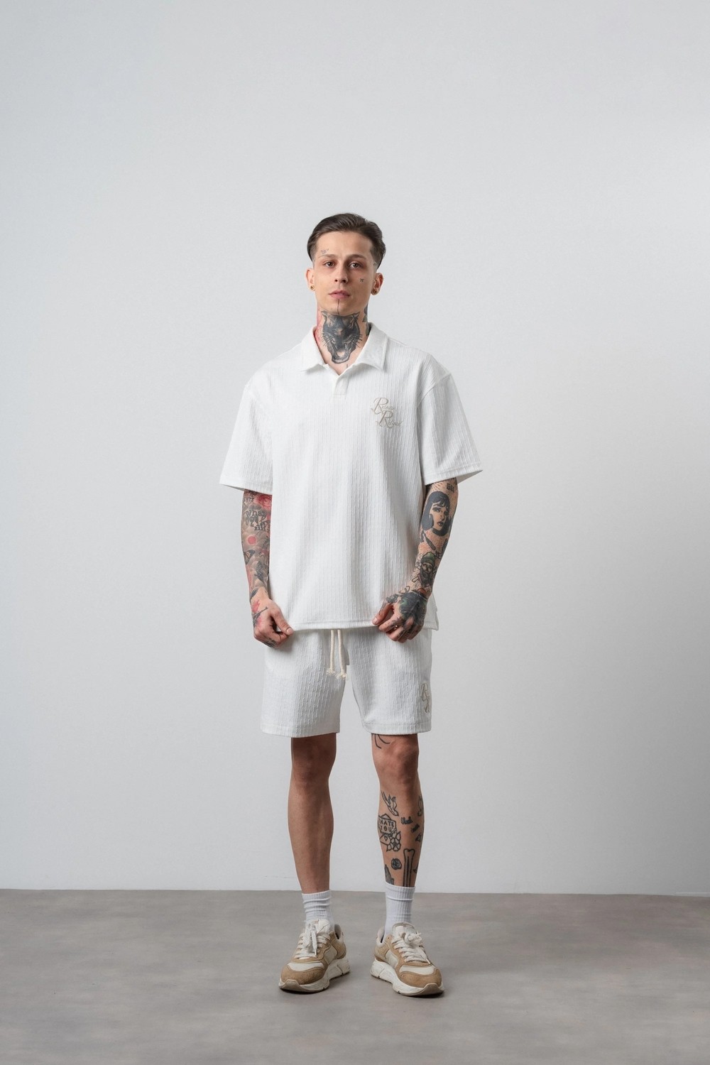 Respire Erkek Respire Relined Yazılı Regular Fit T-Shirt Şort Takım Bej görsel 8