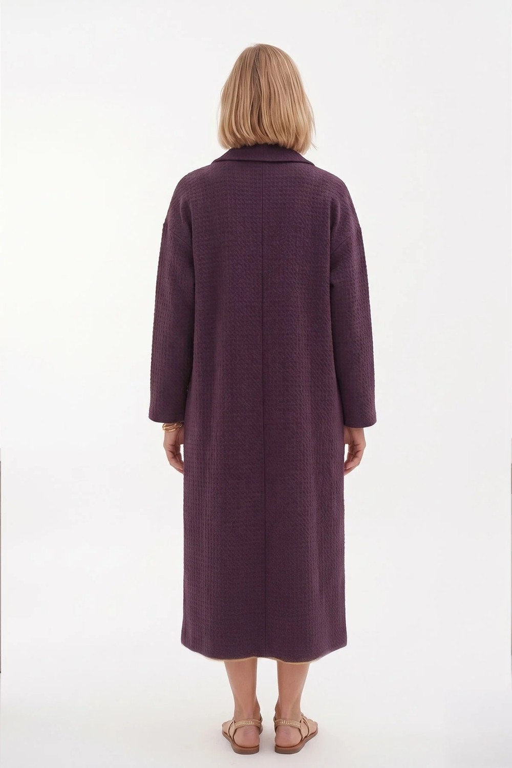 Deriderim Bordo Şal Yaka Uzun Dokulu Kaftan görsel 5