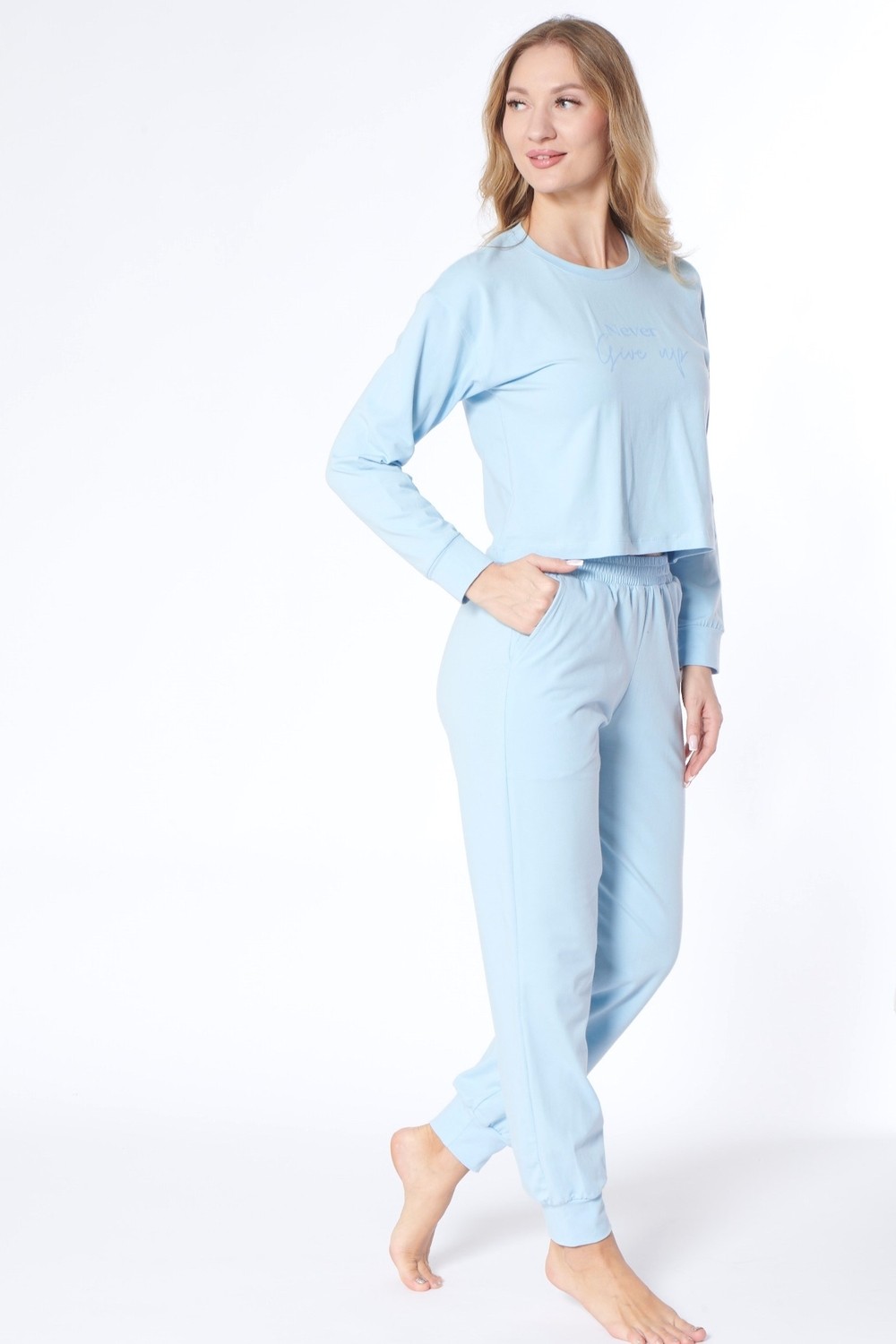 Dowry Kadın Uzun Kollu Pijama Takımı, Rahat Ev Giyim Eşofman Pijama Takım 09-278