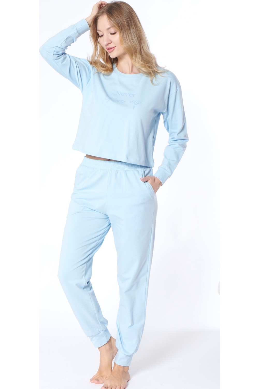 Dowry Kadın Uzun Kollu Pijama Takımı, Rahat Ev Giyim Eşofman Pijama Takım 09-278 görsel 2