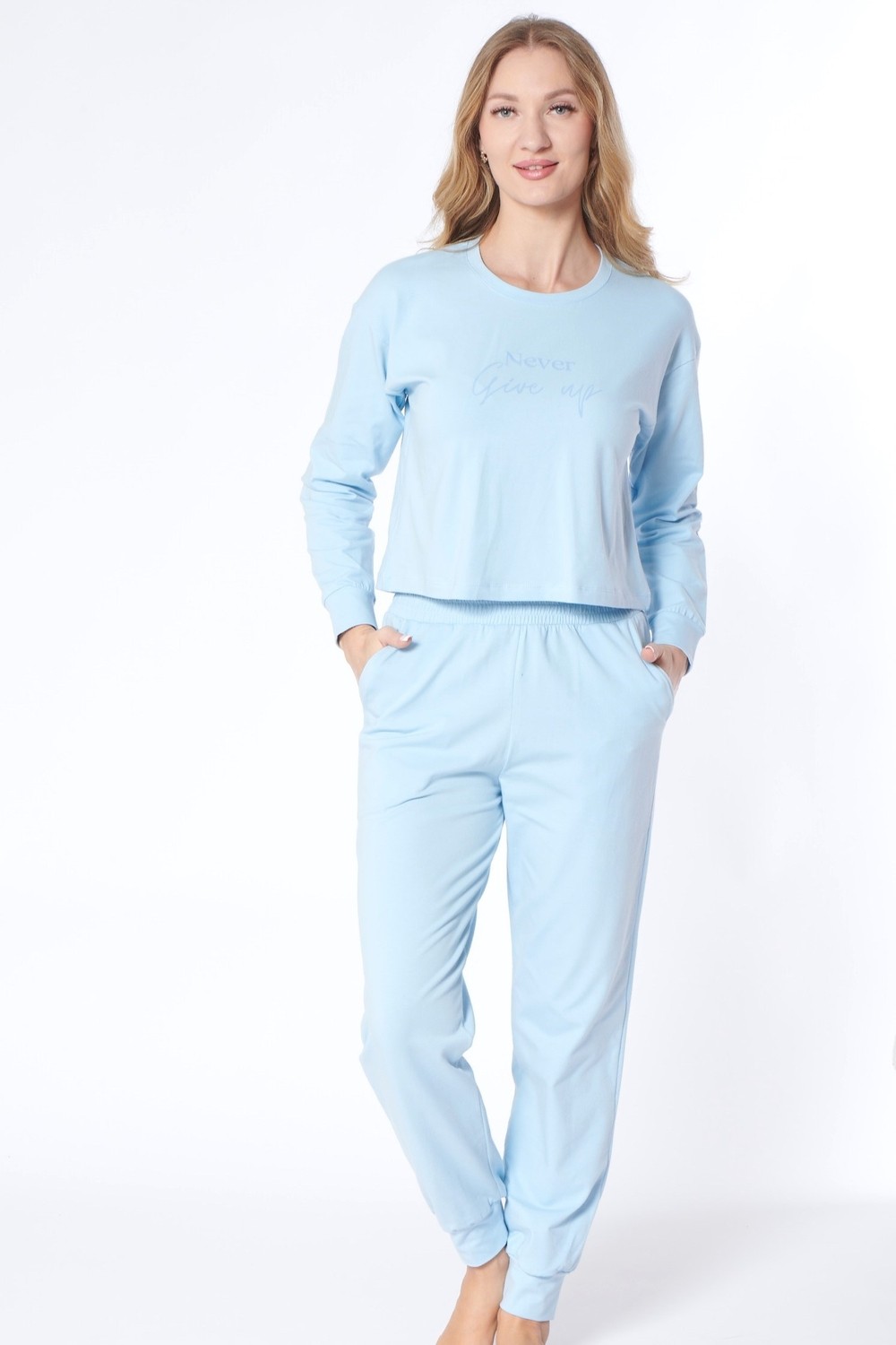 Dowry Kadın Uzun Kollu Pijama Takımı, Rahat Ev Giyim Eşofman Pijama Takım 09-278 görsel 5
