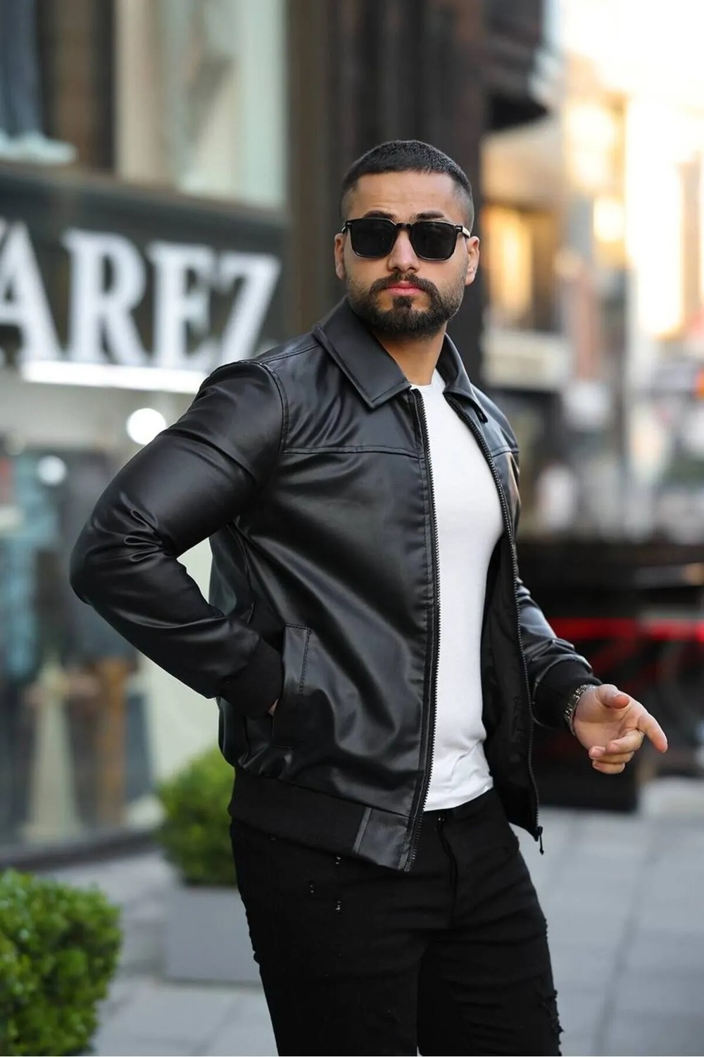Baselco Premium Slim Fit Polo Yaka Deri Ceket Erkek Suni Deri Konforlu Kullanım Özelliği görsel 5