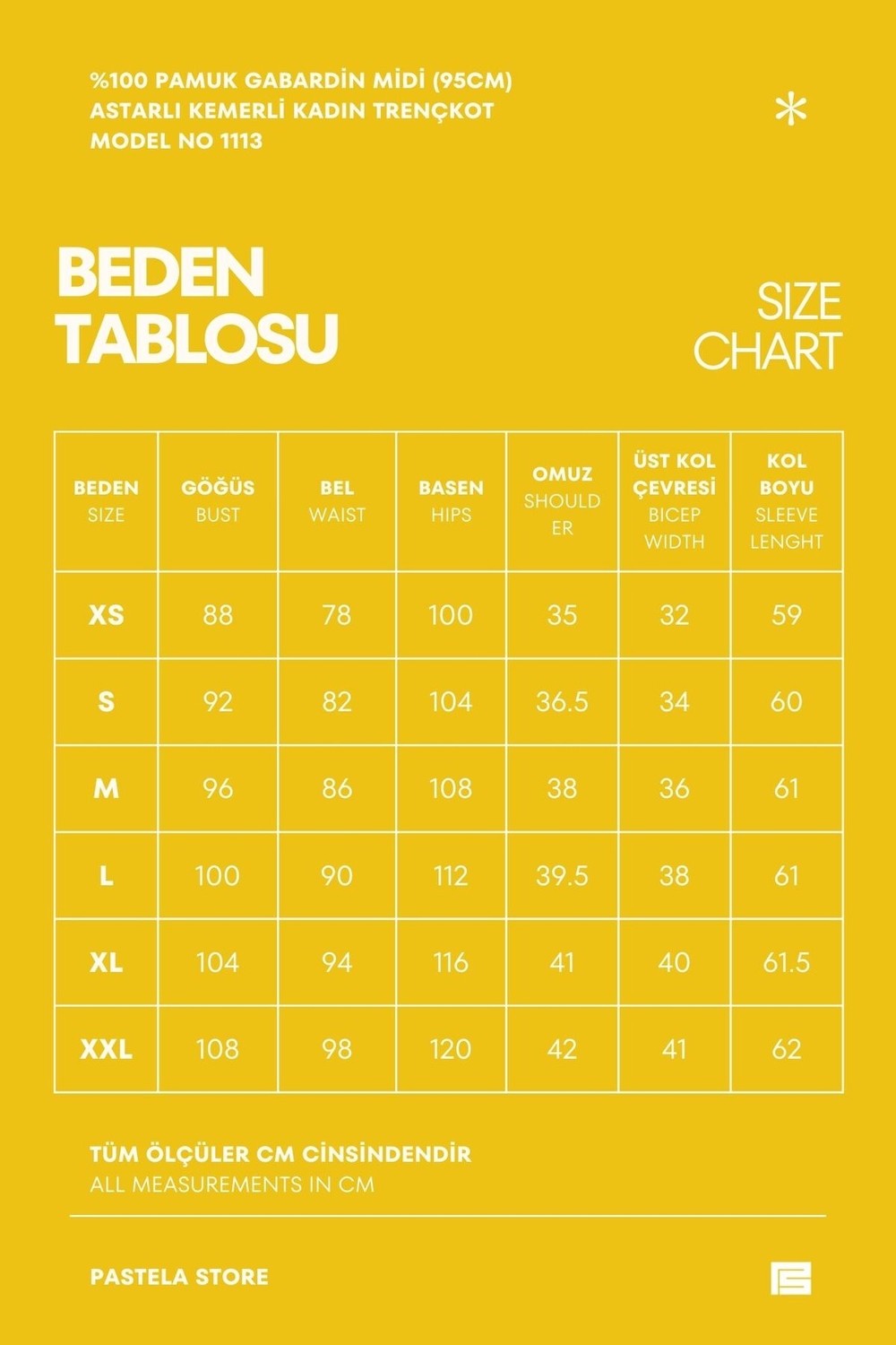 Pastelastore %100 Pamuk Gabardin Midi (95CM) Astarlı Kemerli Kadın Trençkot 1113 görsel 8