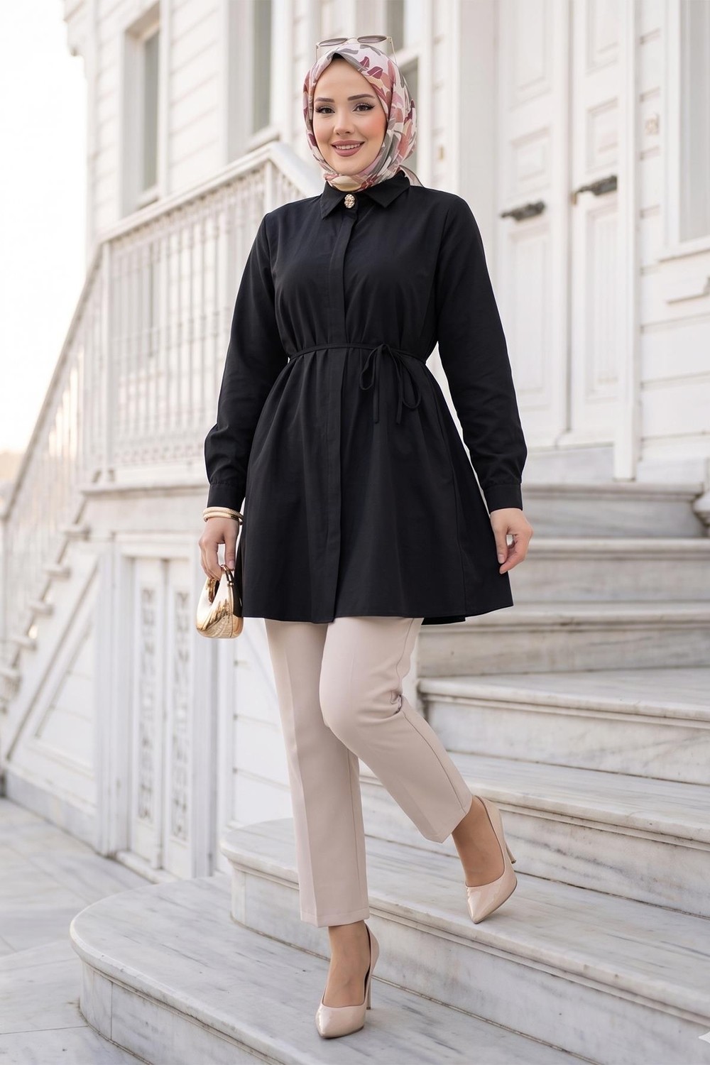 Hafsa Mina Bağlamalı Cepli Tunik Mint HM2911