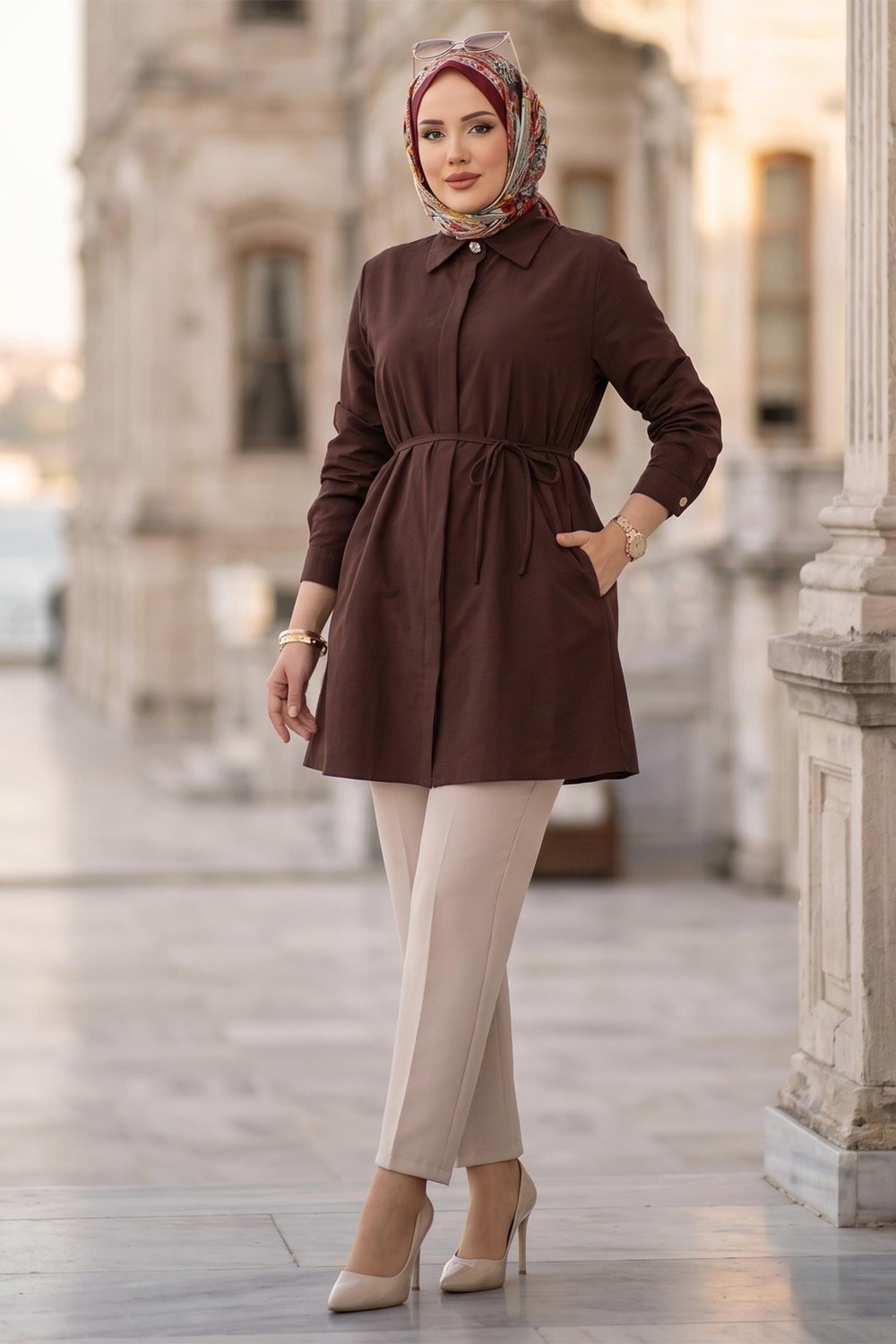 Hafsa Mina Bağlamalı Cepli Tunik Mint HM2911