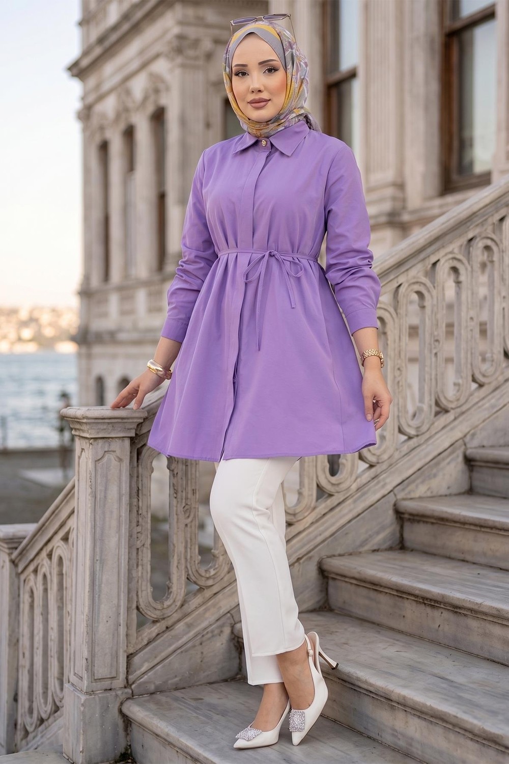 Hafsa Mina Bağlamalı Cepli Tunik Mint HM2911