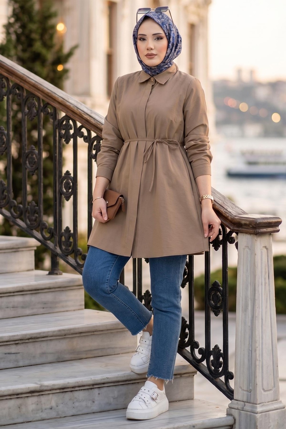Hafsa Mina Bağlamalı Cepli Tunik Mint HM2911