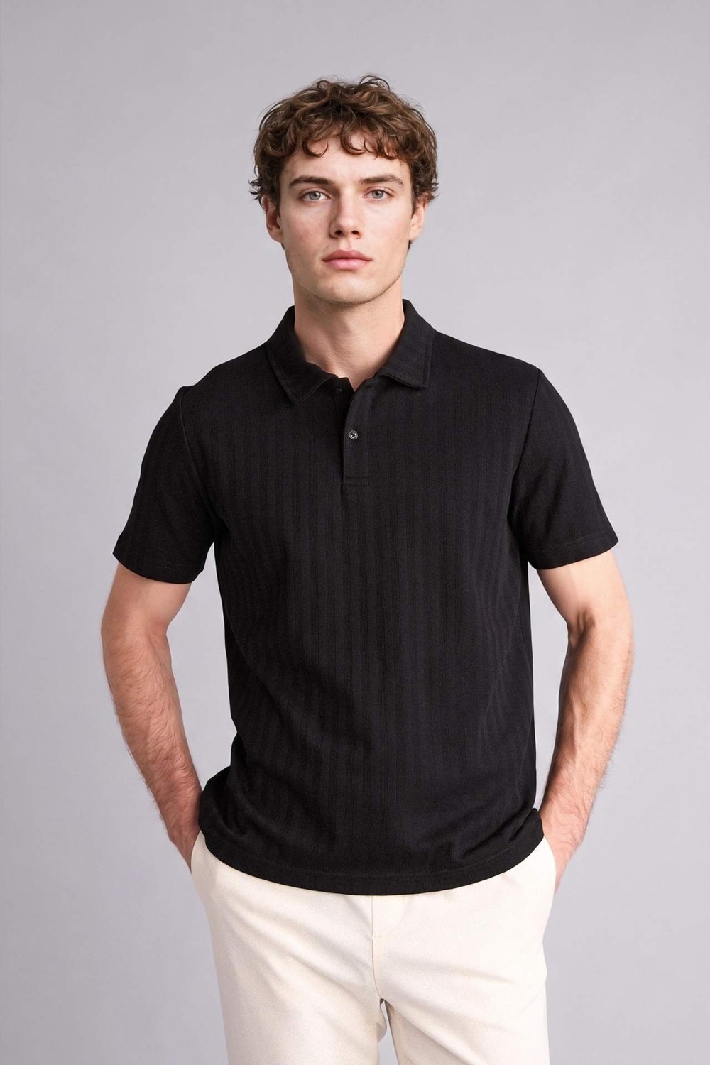 DeFacto Pamuklu Regular Fit Kısa Kollu Polo Tişört H5936AX26SM görsel 3