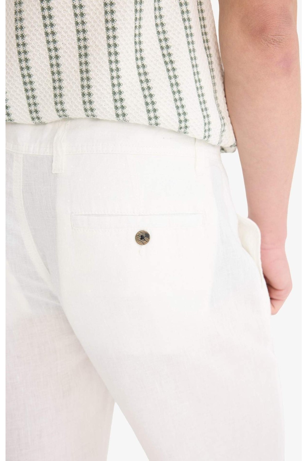 DeFacto %100 Keten Relax Fit Düz Paça Yazlık Pantolon C1117AX25SP görsel 4
