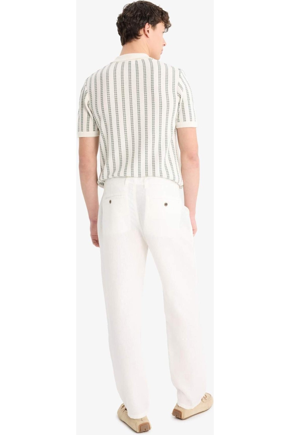 DeFacto %100 Keten Relax Fit Düz Paça Yazlık Pantolon C1117AX25SP görsel 5