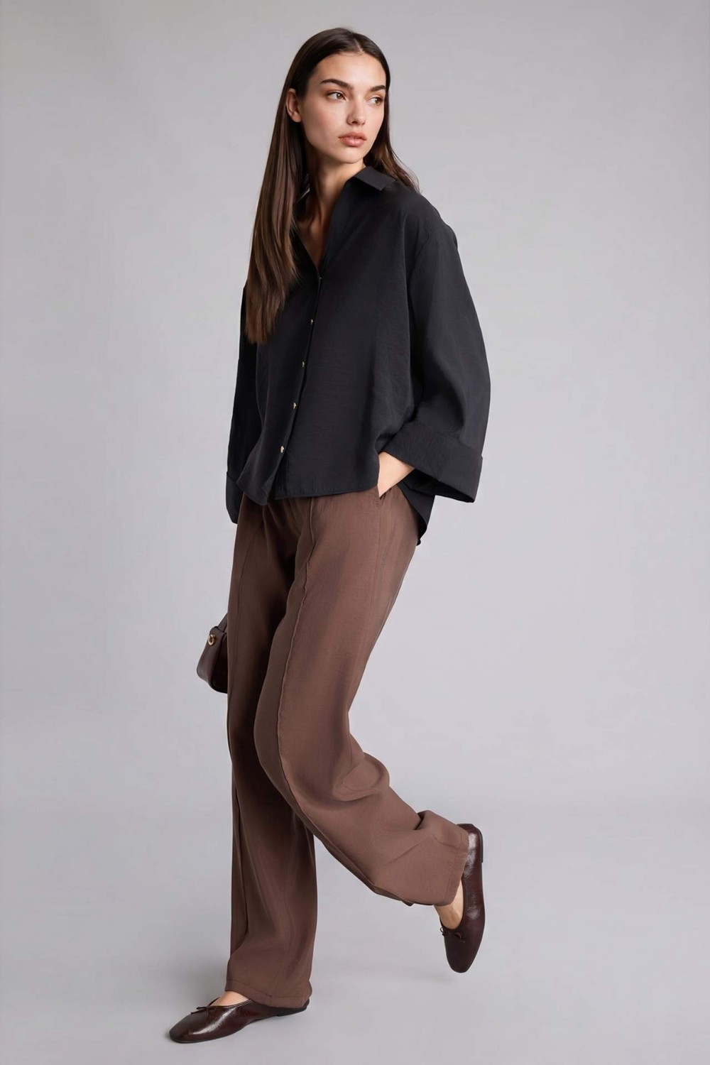 DeFacto Wide Leg Yüksek Bel Modal Pantolon E8235AX26SM görsel 2