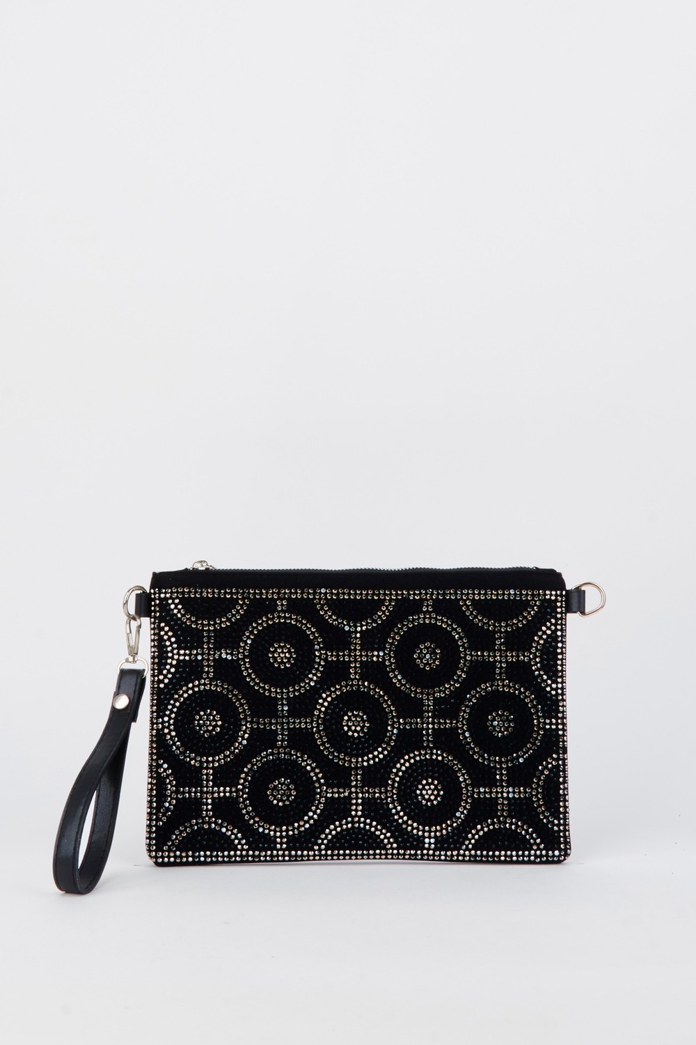 Vivaq Kadın Halka Altın Taşlı Süet Bilek Askılı ve Zincir Askılı Portföy El ve Clutch Çanta