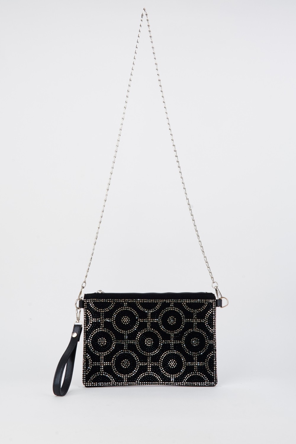 Vivaq Kadın Halka Altın Taşlı Süet Bilek Askılı ve Zincir Askılı Portföy El ve Clutch Çanta görsel 4