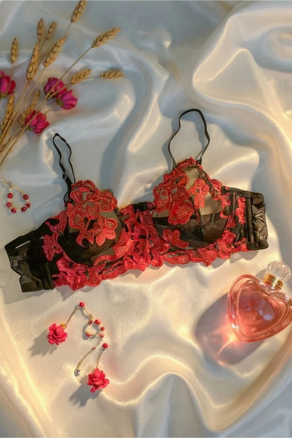 Bella Notte Kadın Saks Mavi Dantel Detaylı Sütyen Külot Takımı görsel 6