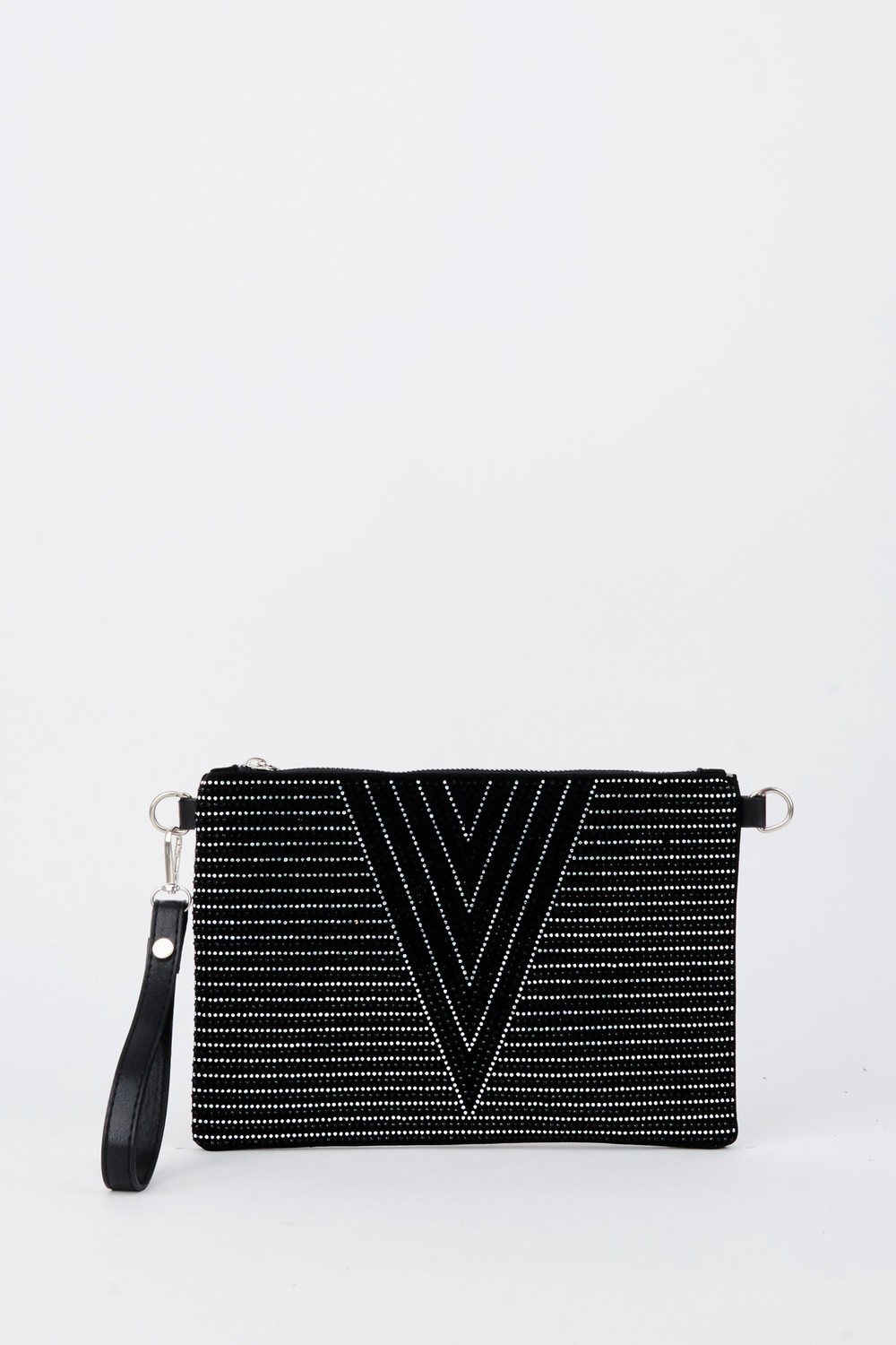 Vivaq Kadın V Gümüş Taşlı Süet Bilek Askılı ve Zincir Askılı Portföy El ve Clutch Çanta