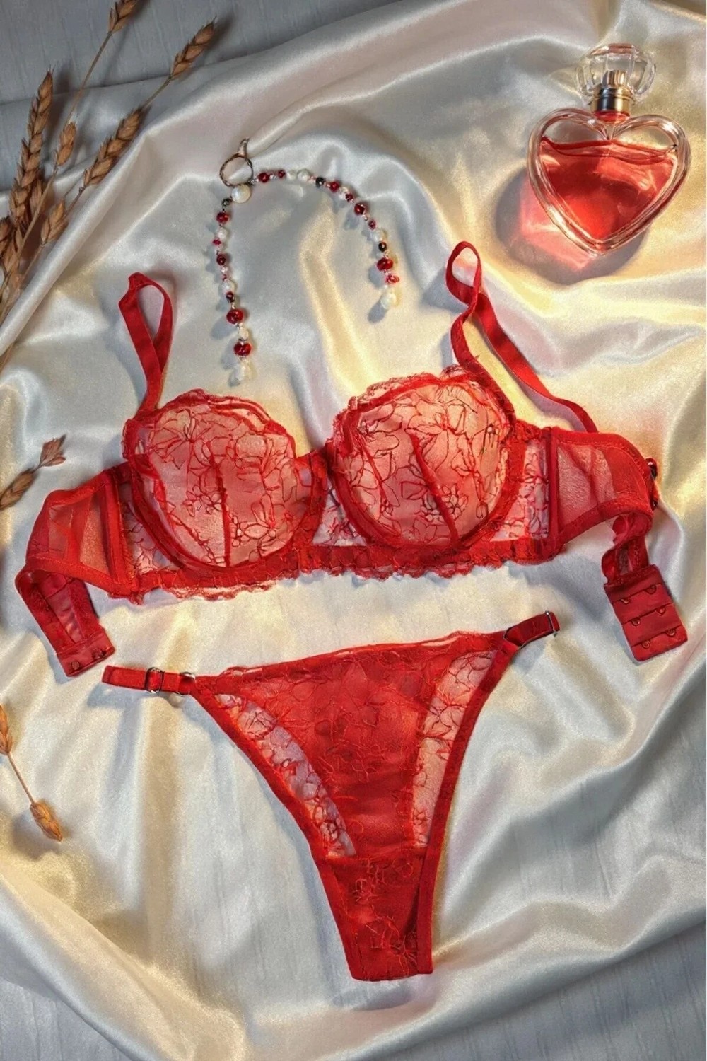 Bella Notte Kadın Saks Mavi Dantel Detaylı Sütyen Külot Takımı