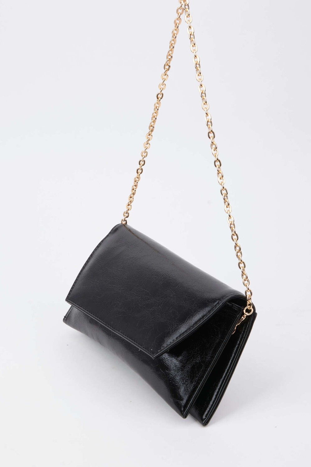 Vivaq Kadın Siyah Zarf Tasarım 2 Bölmeli Mini Zincir Askılı Çıt Çıt Kapama Clutch Ve El Çantası görsel 2
