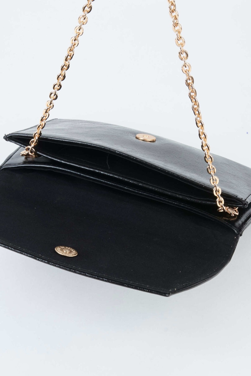 Vivaq Kadın Siyah Zarf Tasarım 2 Bölmeli Mini Zincir Askılı Çıt Çıt Kapama Clutch Ve El Çantası görsel 3
