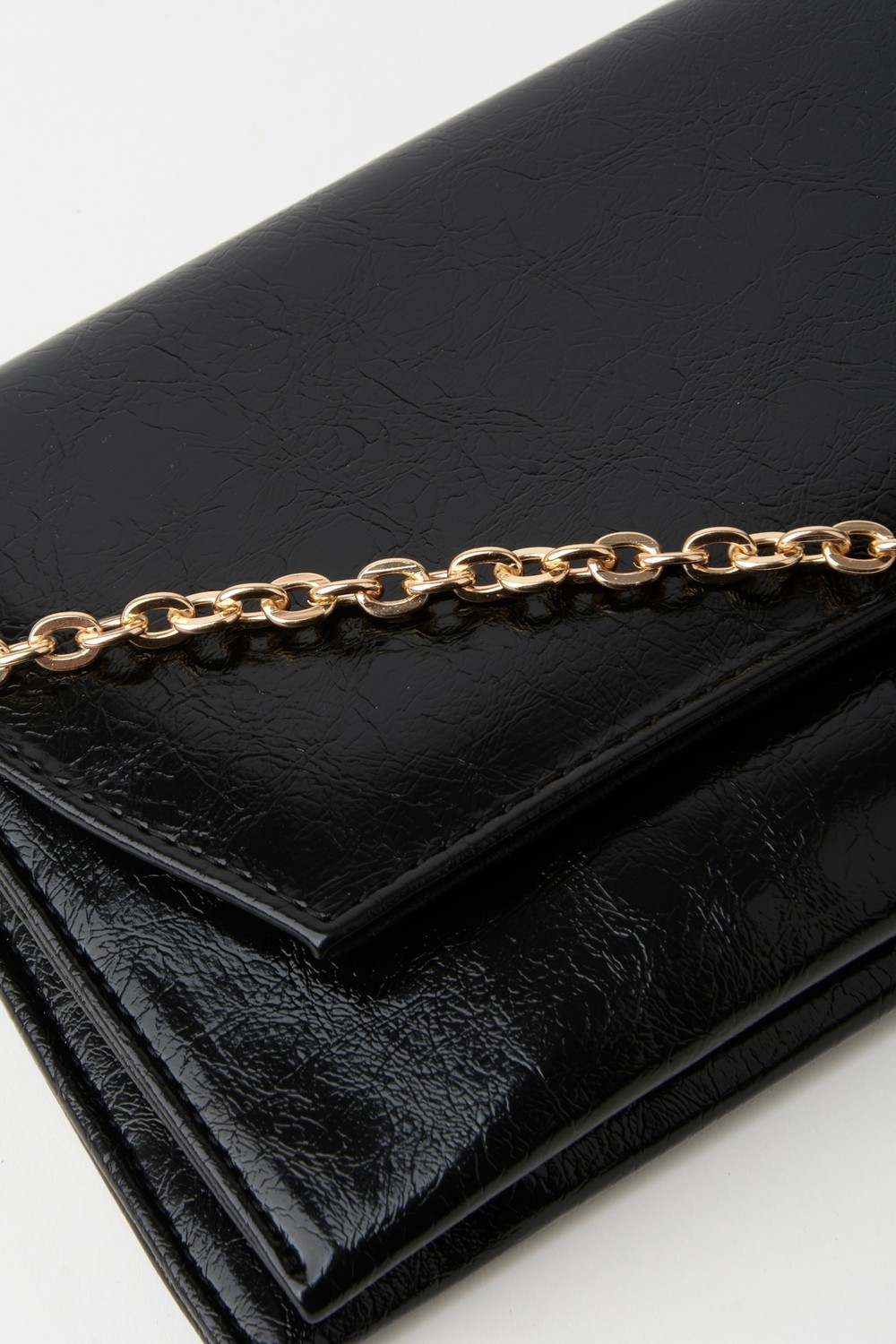 Vivaq Kadın Siyah Zarf Tasarım 2 Bölmeli Mini Zincir Askılı Çıt Çıt Kapama Clutch Ve El Çantası görsel 5