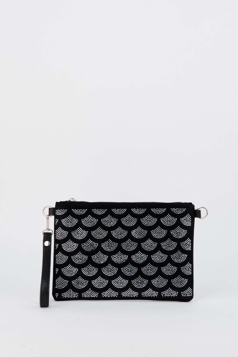Vivaq Kadın Halka Gümüş Taşlı Süet Bilek Askılı ve Zincir Askılı Portföy El ve Clutch Çanta