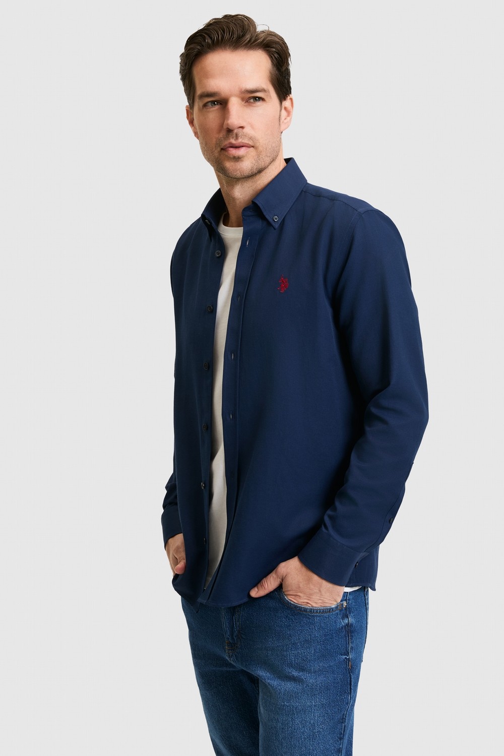 U.S. Polo Assn. Erkek Siyah Uzun Kollu Basic Gömlek 50324708-VR046 görsel 3