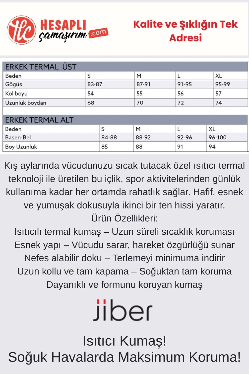 Jiber 173-174 Erkek Isıtıcılı Termal Takım Tekli görsel 4