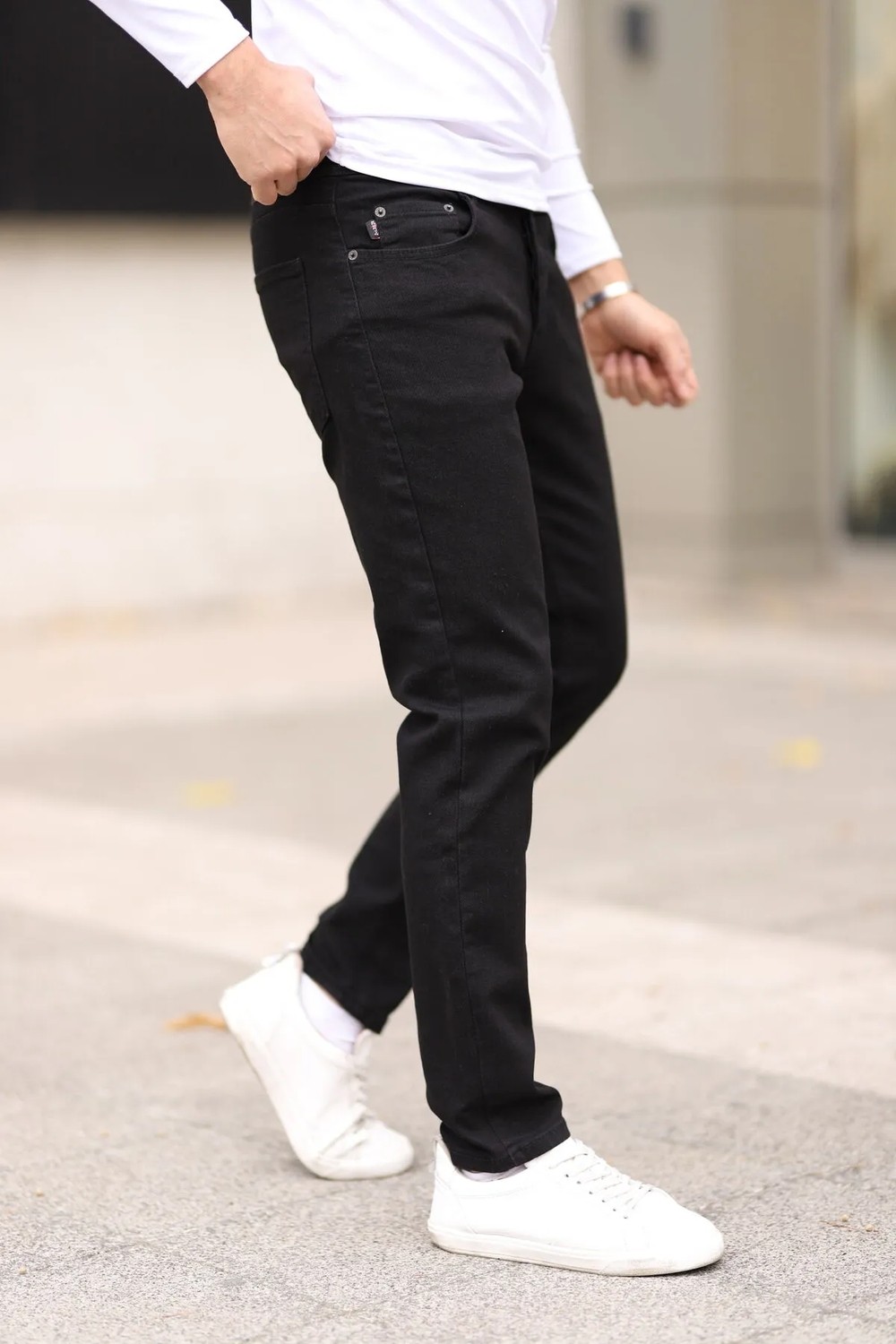 New Time Erkek Skinny Fit Likralı Düz Jeans %100 Pamuklu Siyah Modern Tasarım görsel 6