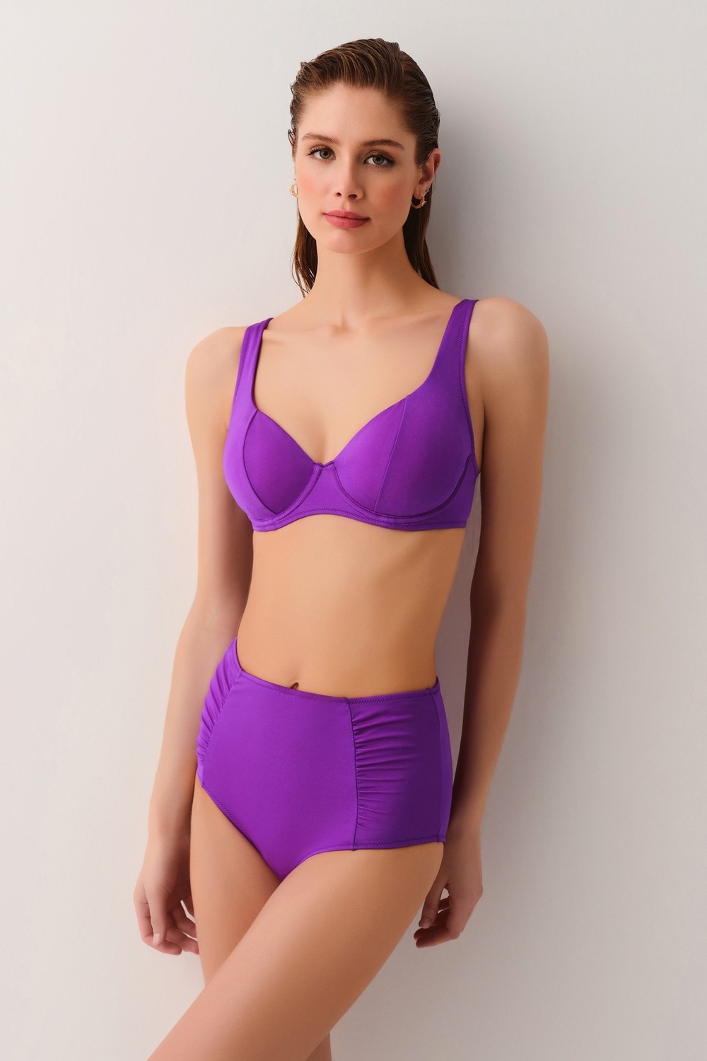 Suwen Yüksek Bel Pileli Bikini Alt görsel 7