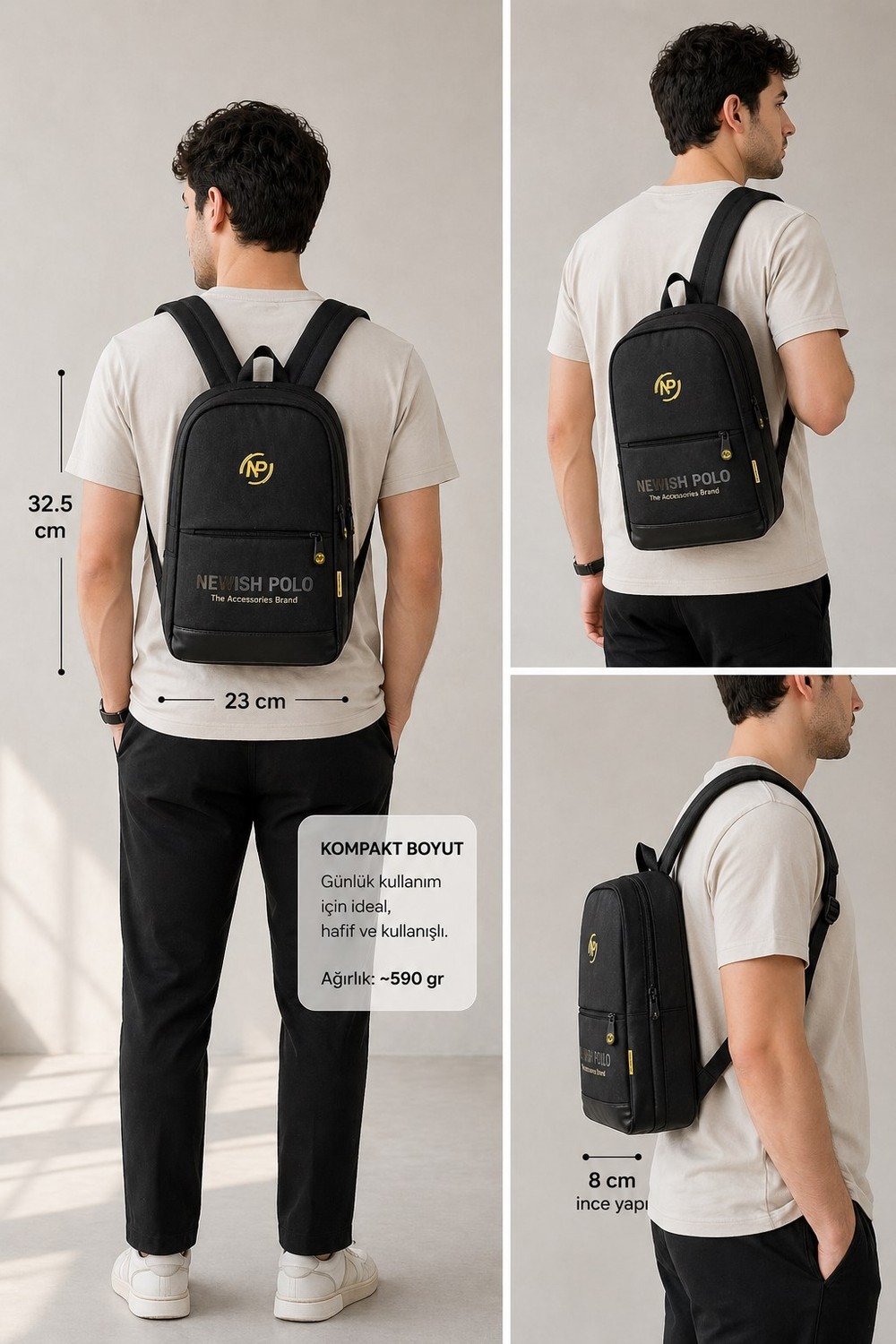 Newish Unisex Minimal Sırt Çantası Laptop Bölmeli Şehir Içi Kullanım - NEW406